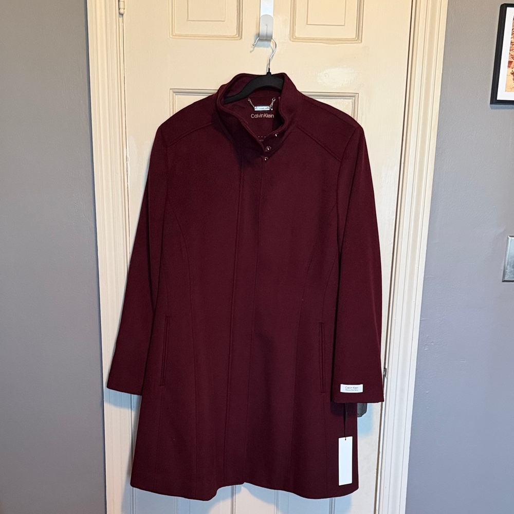 Calvin Klein Women's Deep Red Trench Coat Size 16